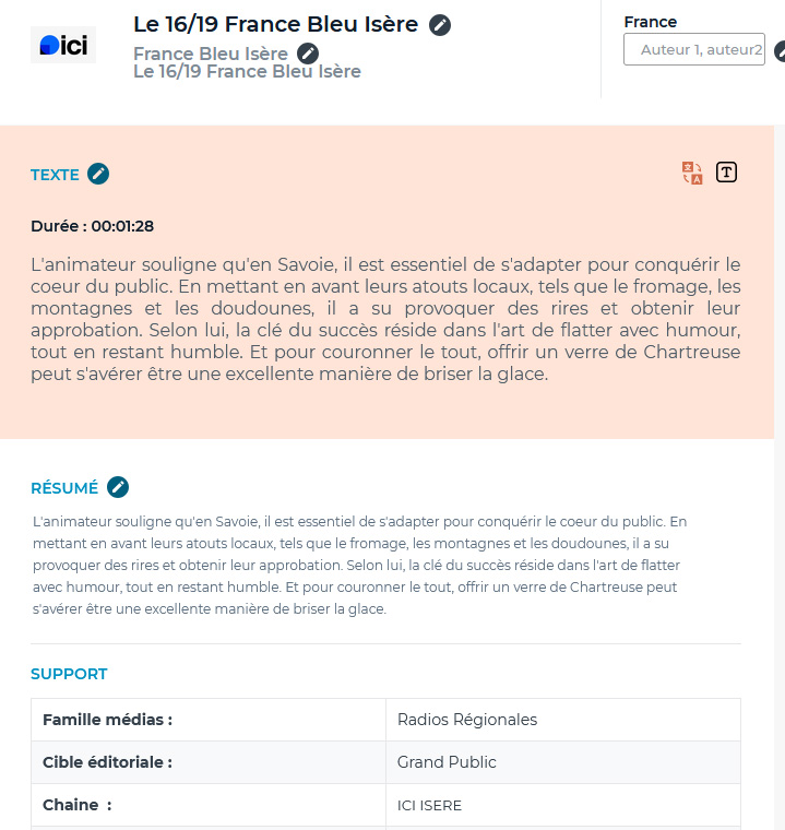 FRANCE BLEU ISERE 19 NOV 2024